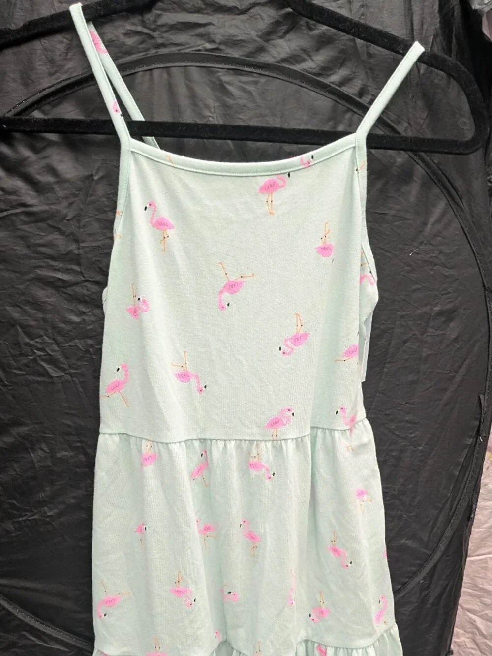Girls Mint Green Flamingo Print Dress